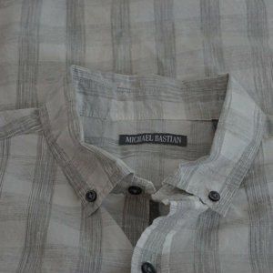 Michael Bastian White Gray Plaid Button up shirt
